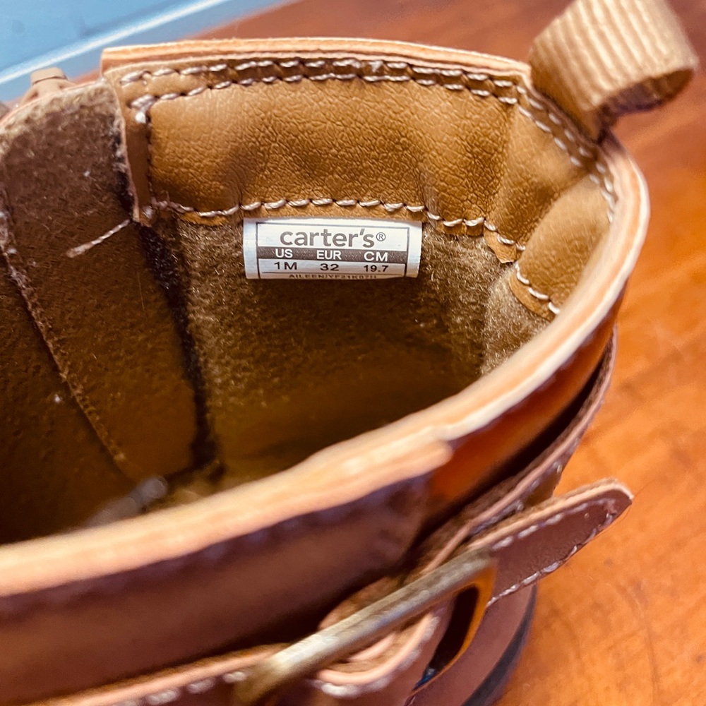 Carter’s Brown Zip Up Boots with a Metallic Accent - Picture 2 of 6